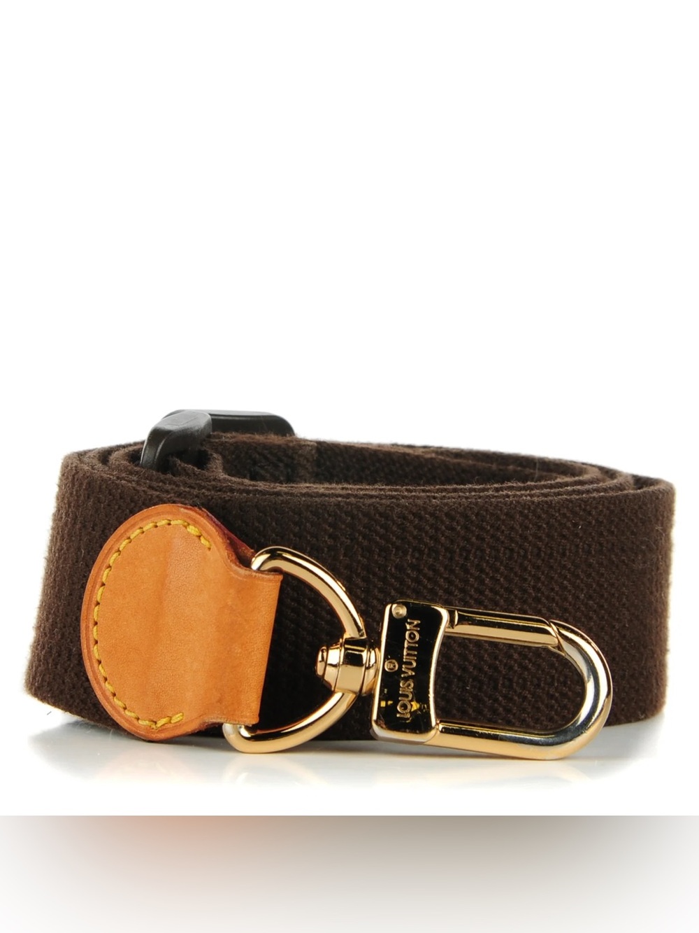 Louis Vuitton Adjustable Brown Canvas Shoulder Strap Vachetta Leather Gold Hardw